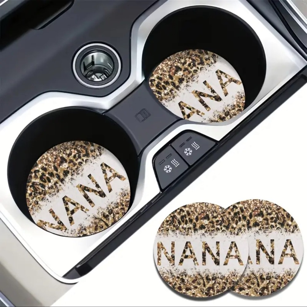 Coasters, Nana Design Coasters, 2 Pack, 2.8 Inch Round, NEW